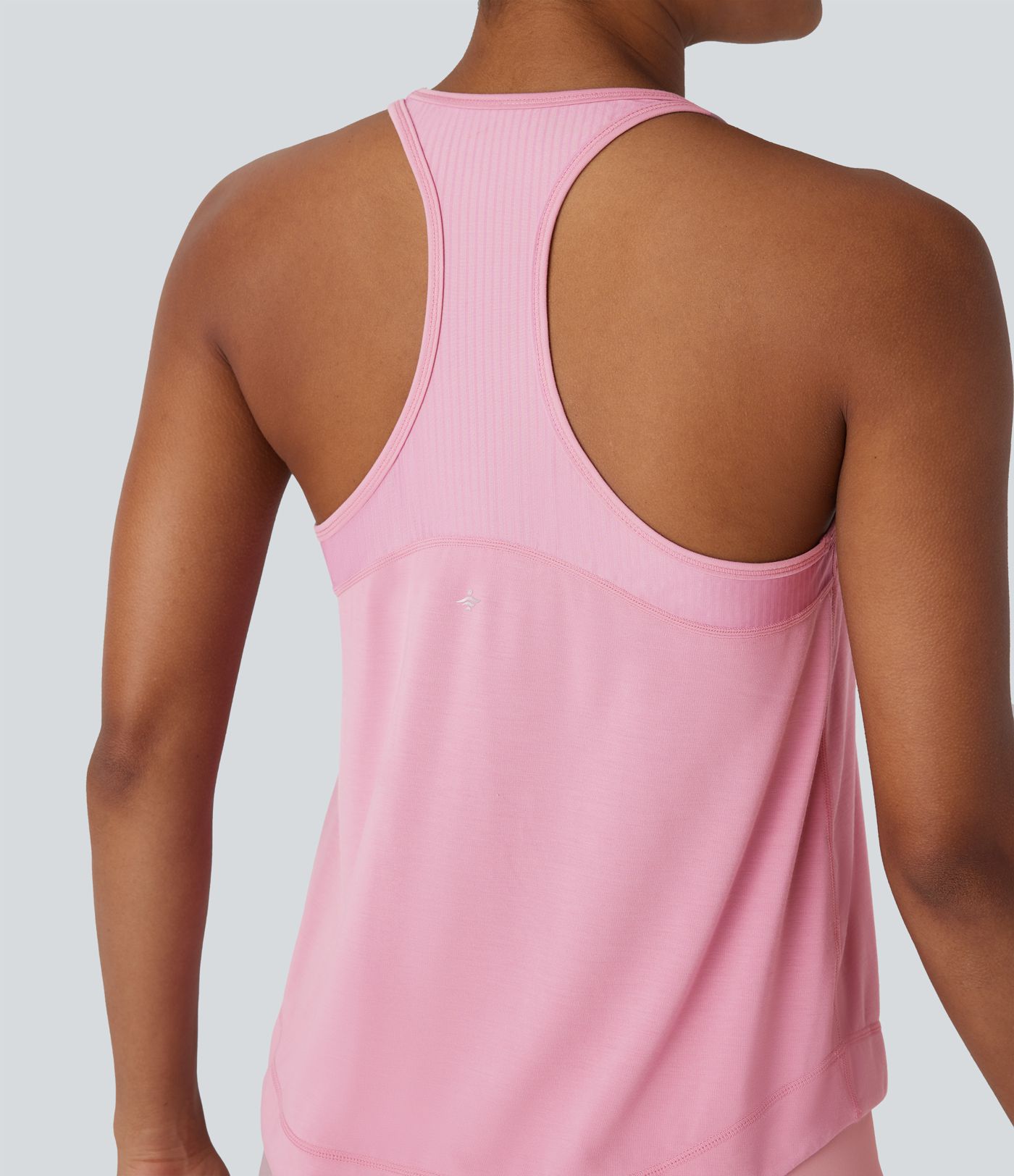 Racerback Curved Hem Stripe Quick Dry Running Tank Top