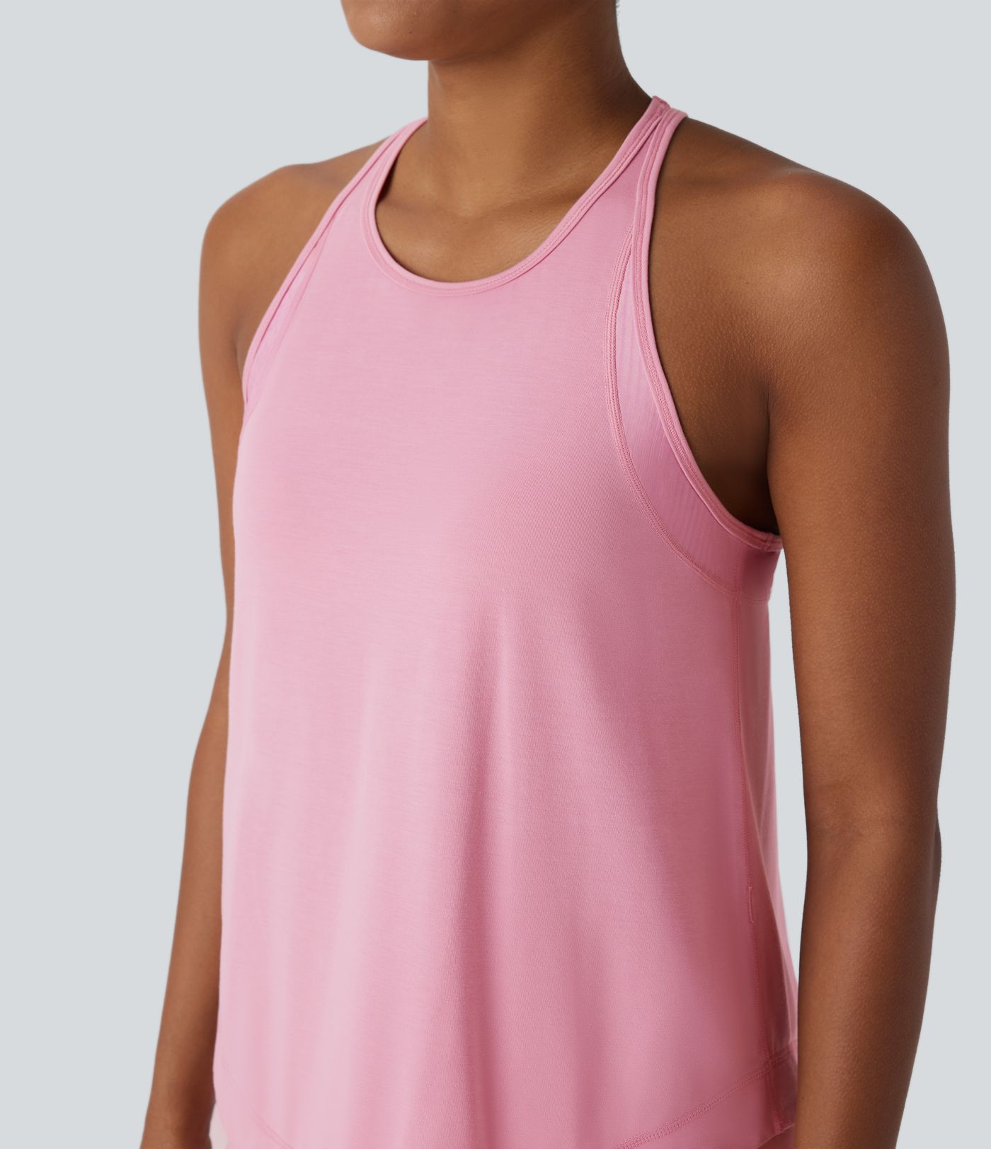 Racerback Curved Hem Stripe Quick Dry Running Tank Top