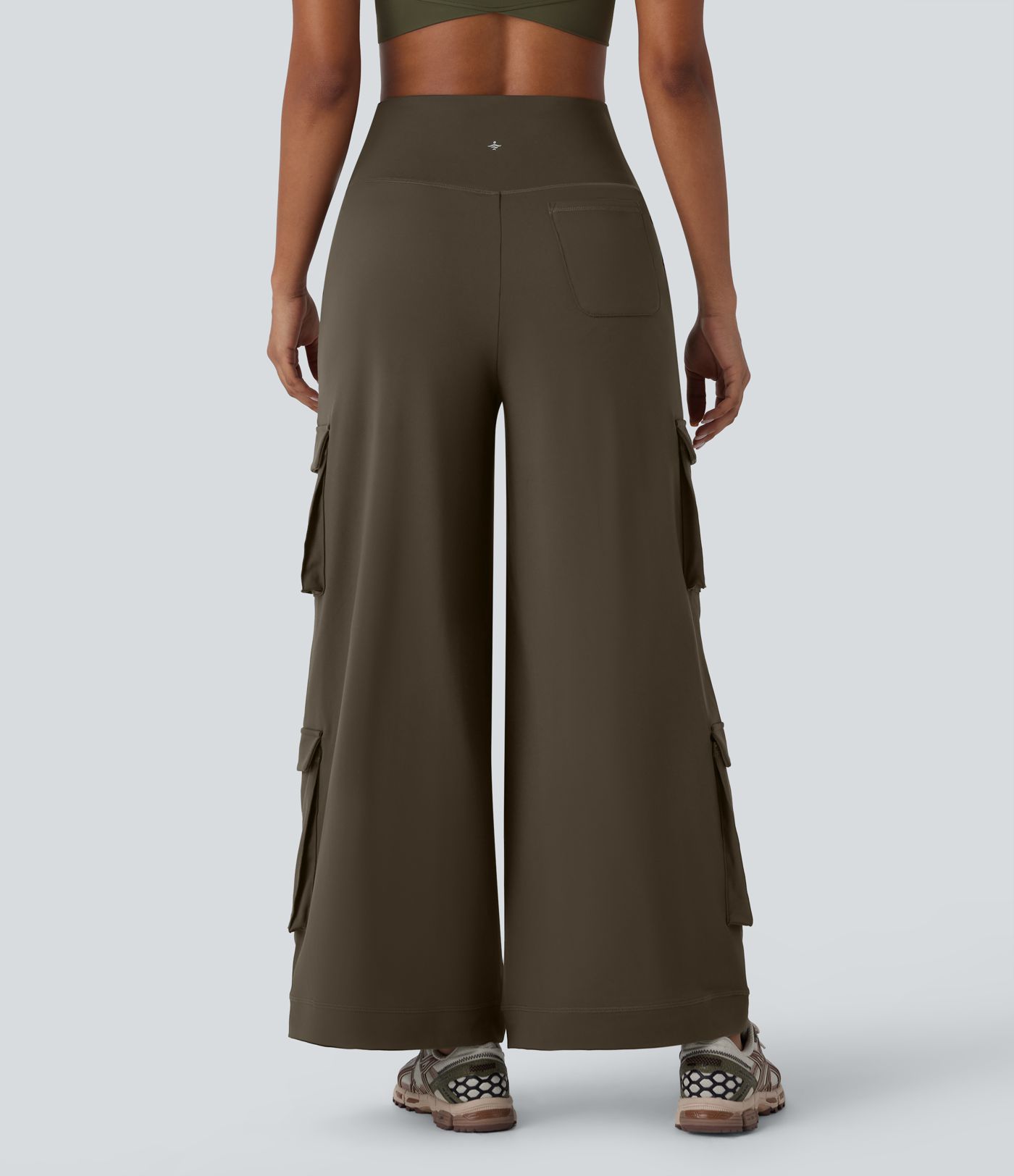 DayStretch - Yoga-Cargo-Hose mit hohem Bund, Seitentaschen und Patchwork-Details