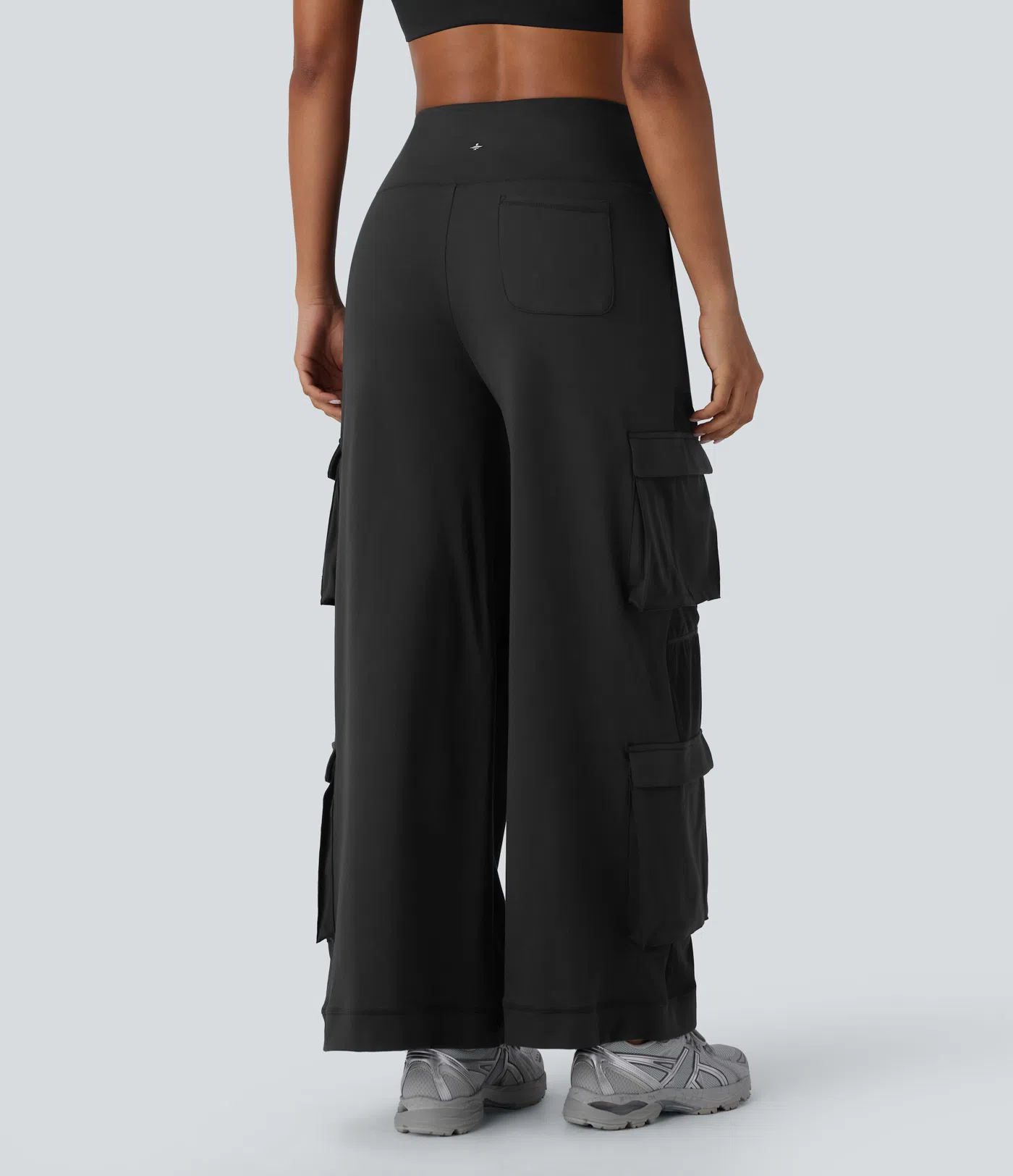  High Waisted Multiple Pockets Patchwork Yoga Cargo Pants