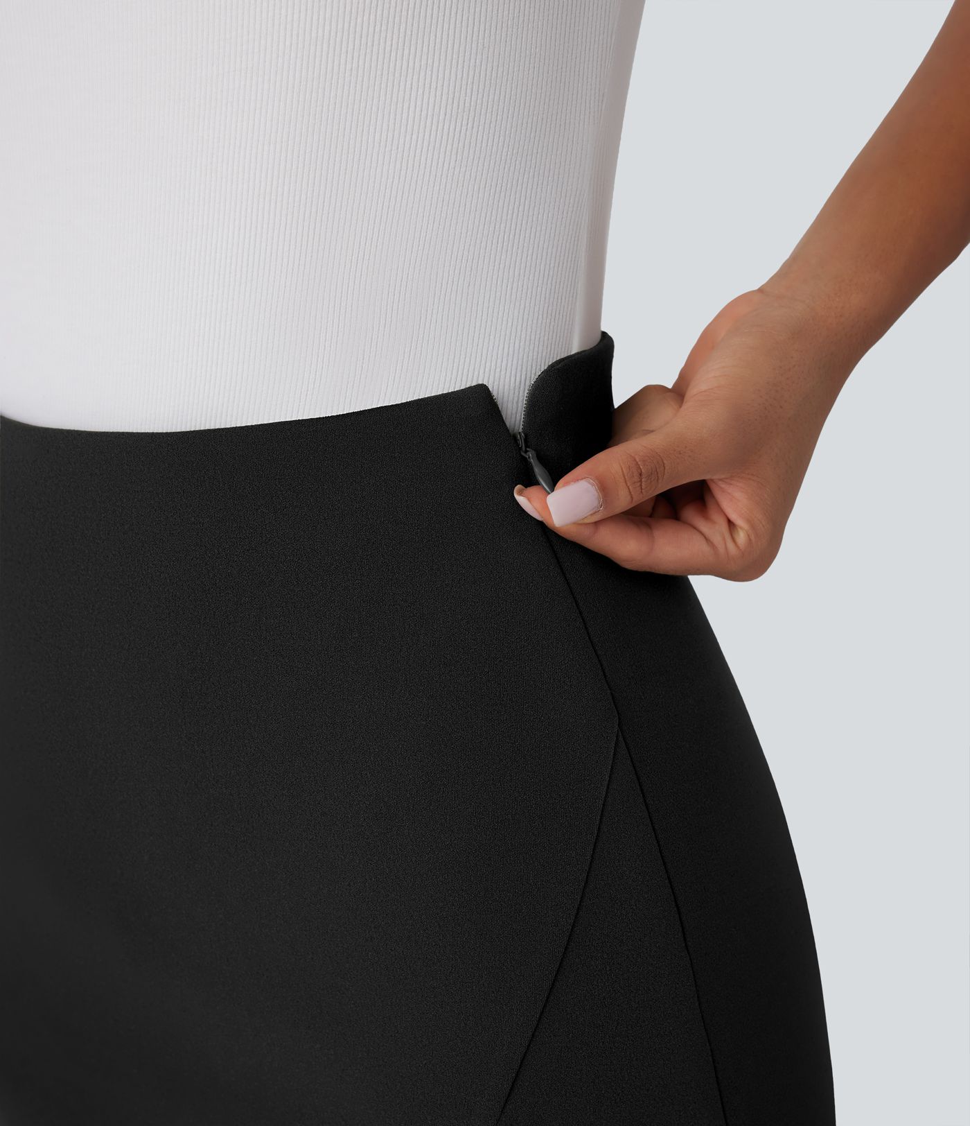 High Waisted Mini Work Linen-Feel Skort