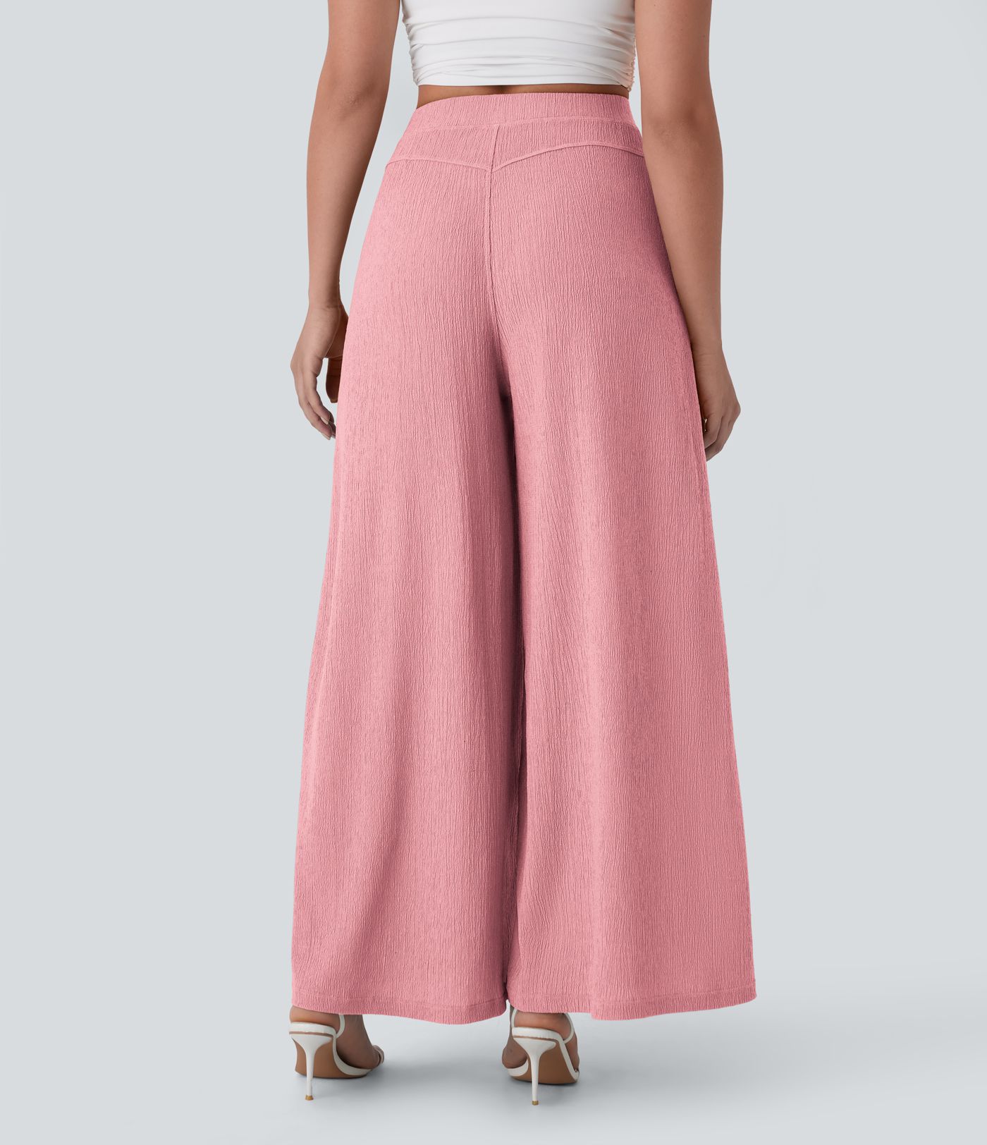 Fließende Freizeithose mit hohem Bund, Seitentaschen und weitem Bein