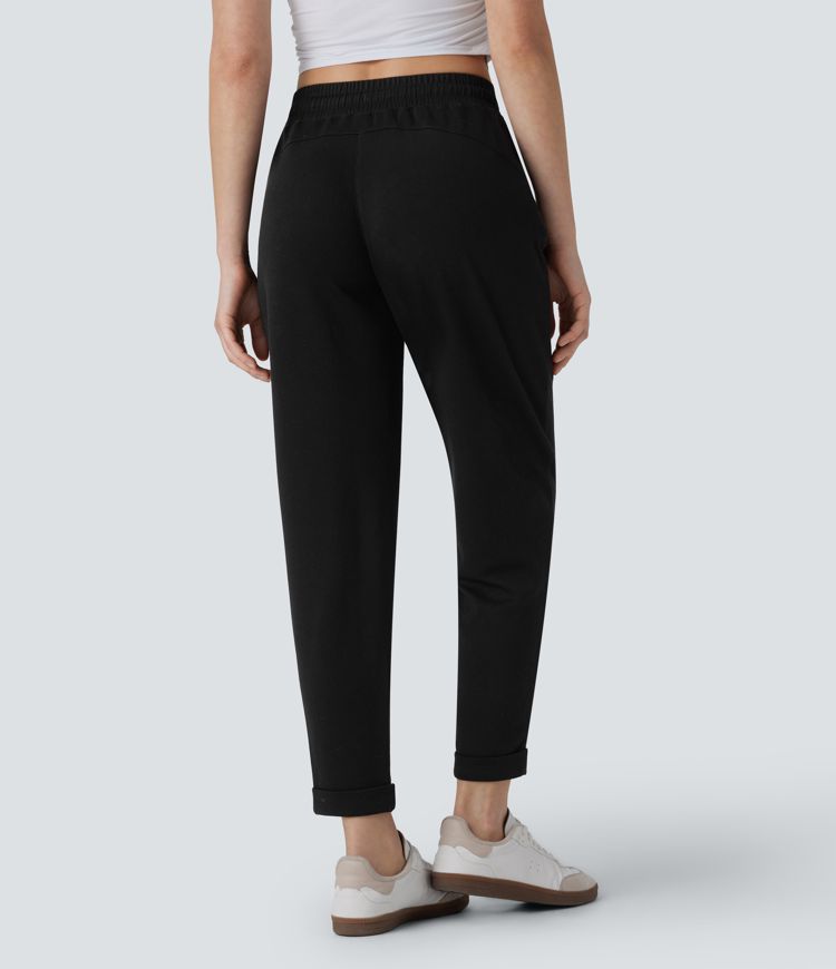 Mid Rise Drawstring Tapered Work Pants