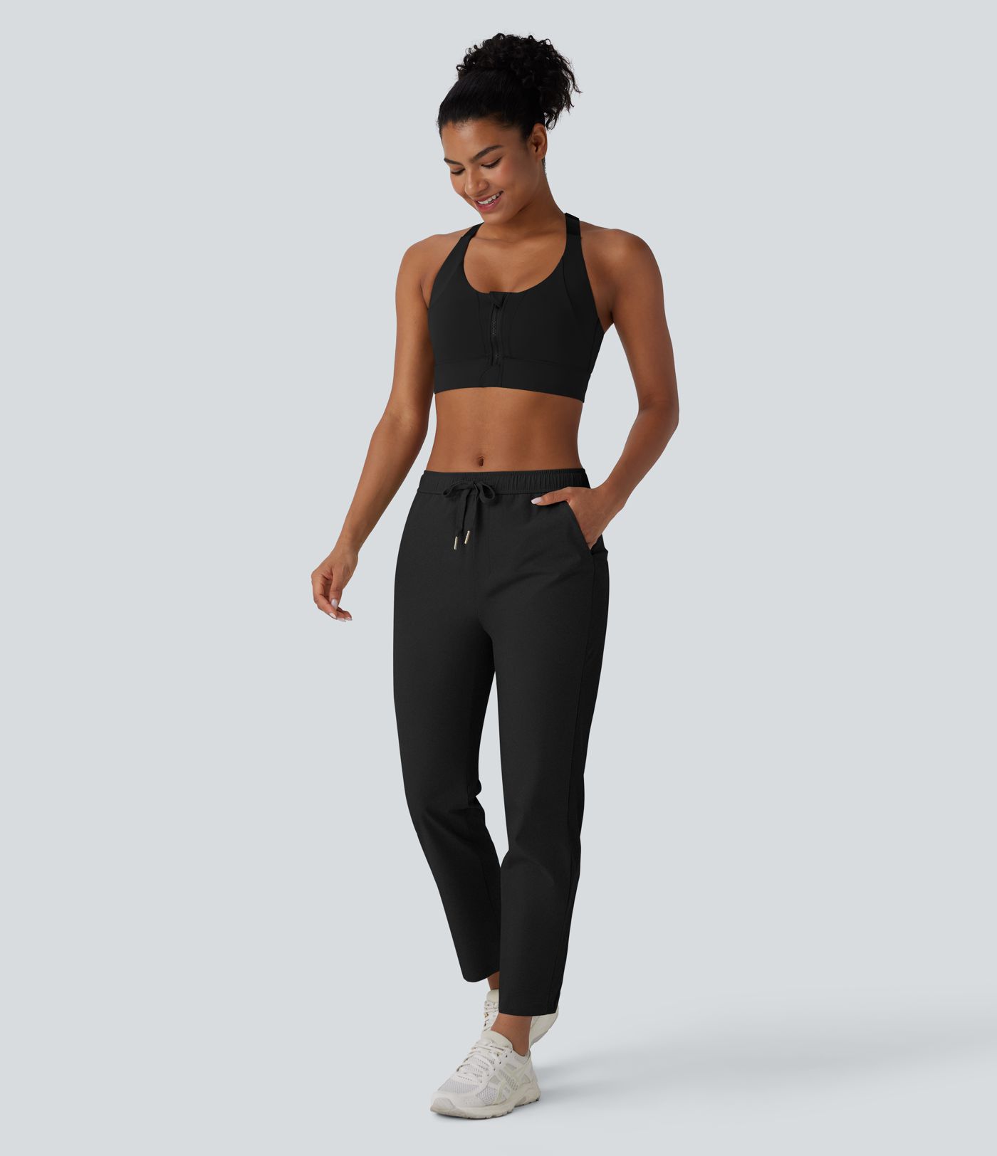 Mid Rise Drawstring Pocket Training Pants