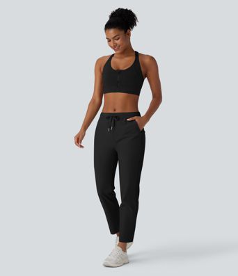 Mid Rise Drawstring Pocket Training Pants