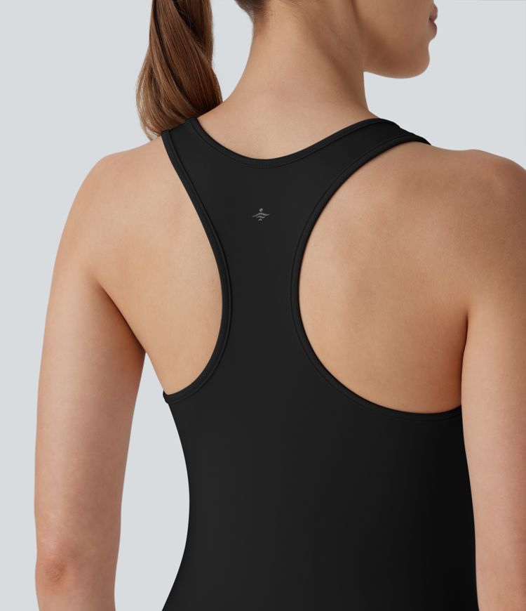 Racerback Cargo Zipper Pocket 2 Piece Bodycon Mini Dance Active Dress