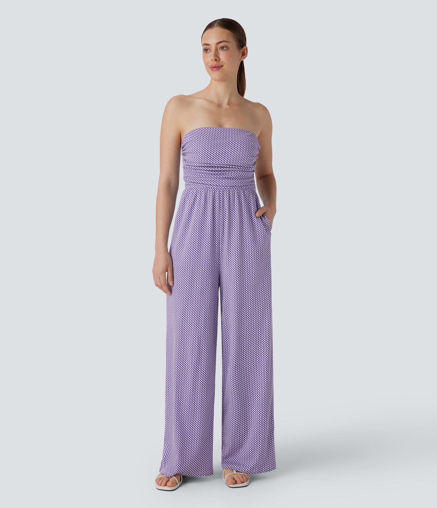 Mono cuadro bolsillo lateral fruncido sin espalda tirante ajustable extraíble