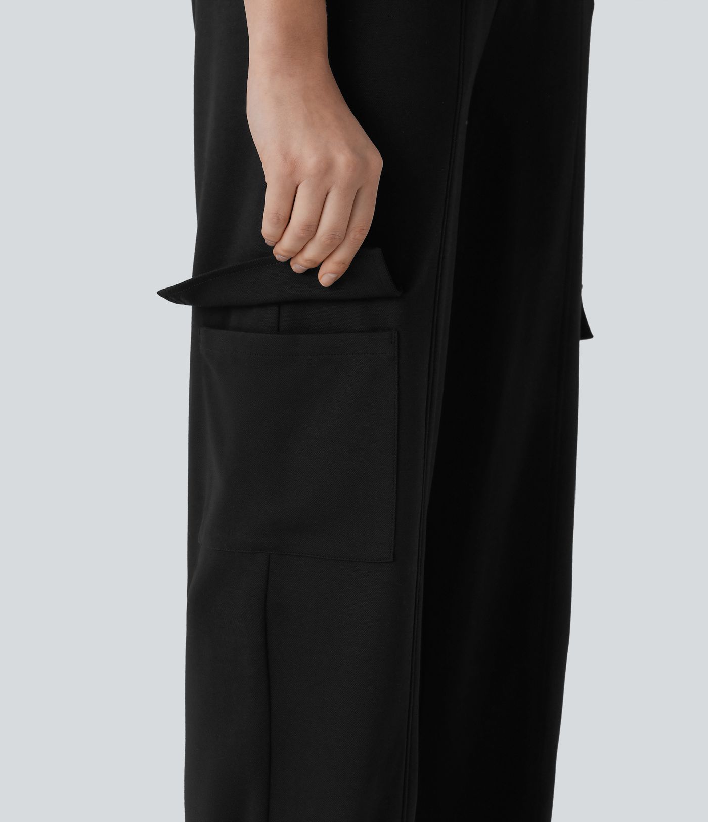 High Waisted Drawstring Pockets Cargo Straight Leg Casual Pants