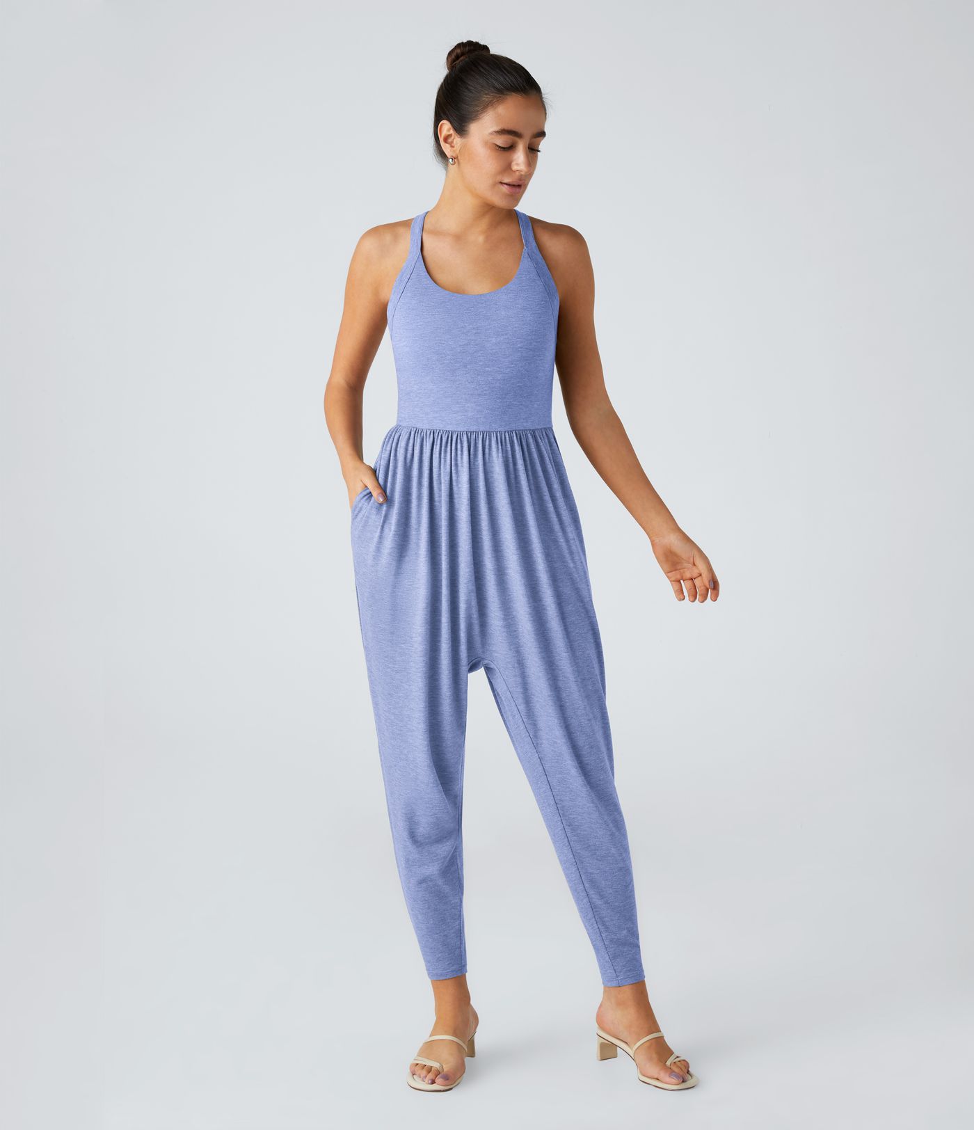 U Neck Pocket Harem Casual Jumpsuit-Easy Peezy Edition