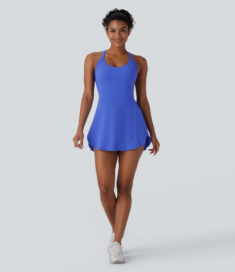 Softlyzero™ Airy Backless Twisted 2-in-1 Side Pocket Split Curved Hem  Dance Active Dress-Easy Peezy Edition