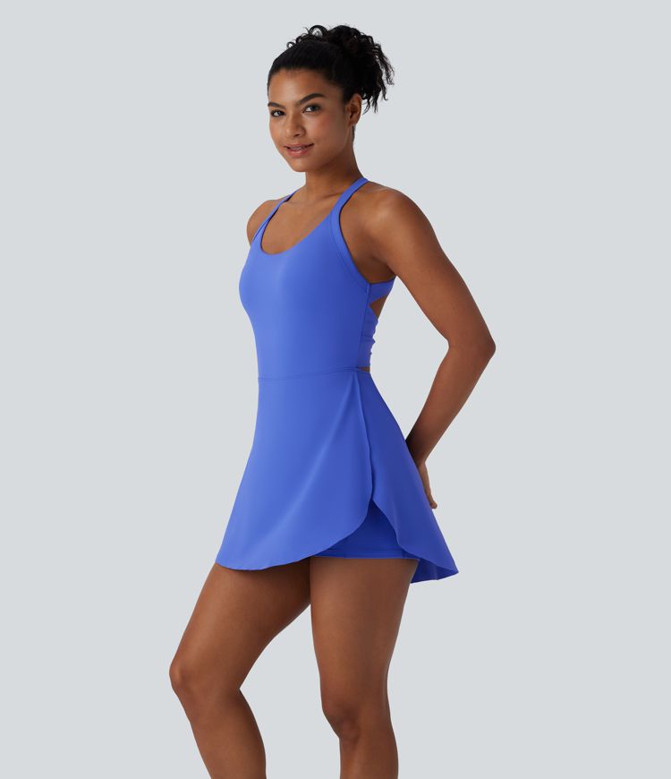Softlyzero™ Airy Backless Twisted 2-in-1 Side Pocket Split Curved Hem  Dance Active Dress-Easy Peezy Edition