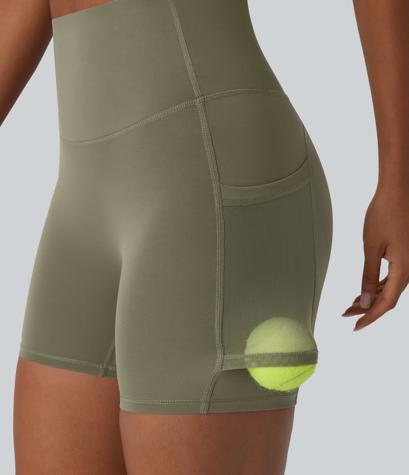 SpeedWave™ High Waisted Tummy Control Butt Lifting Pocket Contrast Mesh Quick Dry Workout Biker Shorts 5''