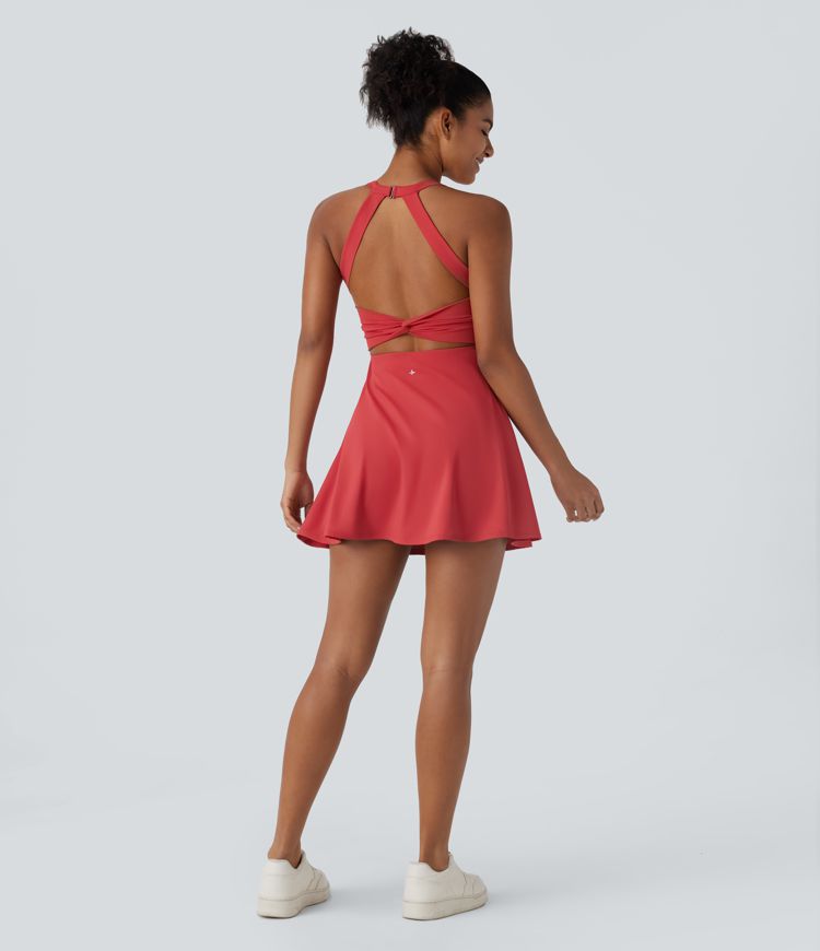 Softlyzero™ Robe sport de danse aérienne dos nu torsadée fraîche au toucher-Édition Easy Peasy avec protection anti-fuites