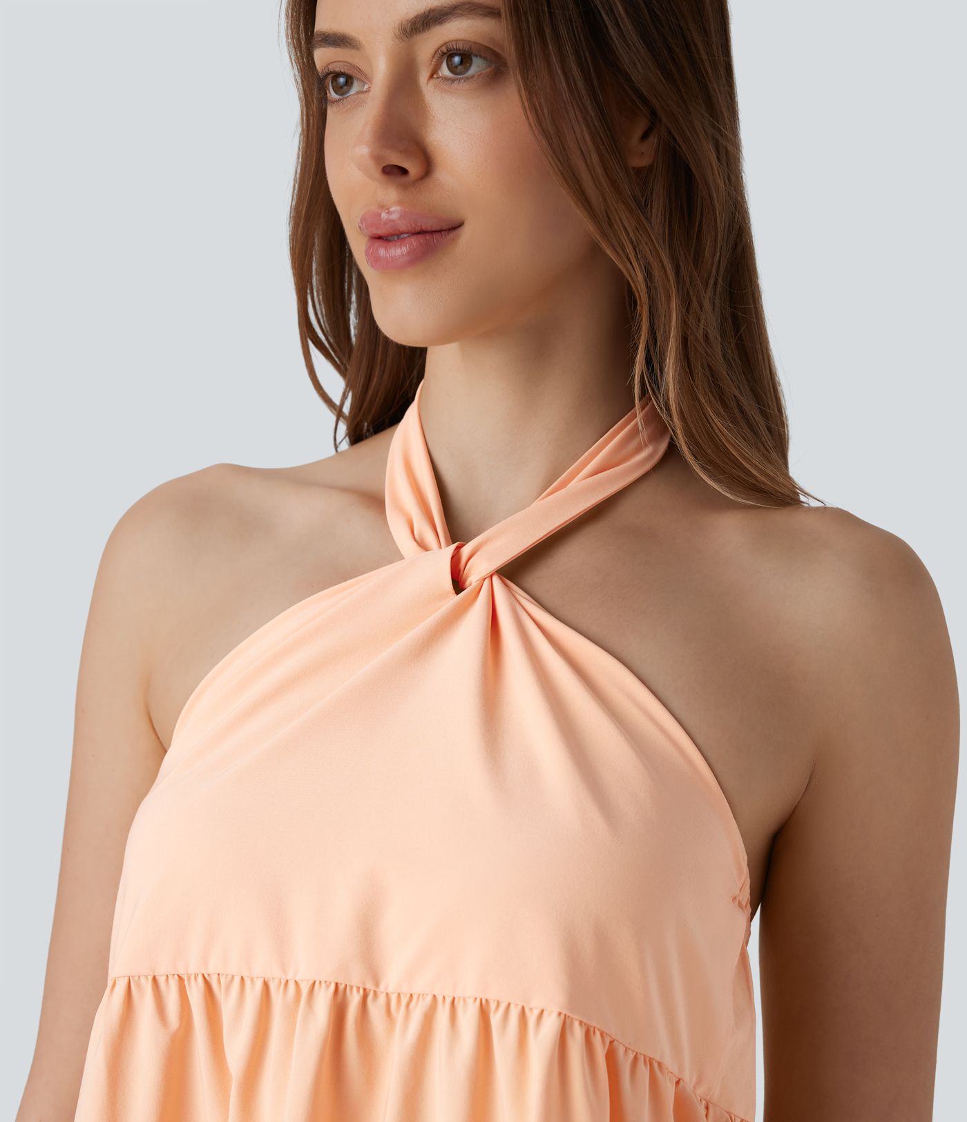 Breezeful™ Robe de station balnéaire mini 2 pièces à volants dos nu col licou à séchage rapide