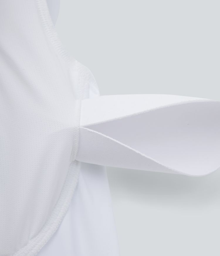 SoftlyZero™ Airy Sweetheart Neck Contrast Mesh Bishop Sleeve Cool Touch Casual Bodysuit-UPF50+