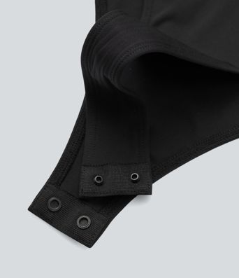 Softlyzero™ Airy Backless Sweetheart Neck Contrast Mesh Bishop Sleeve Button  Casual Bodysuit-UPF50+