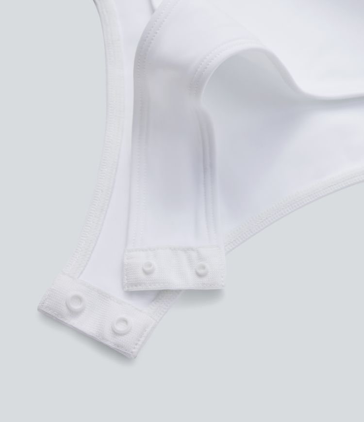 SoftlyZero™ Airy Sweetheart Neck Contrast Mesh Bishop Sleeve Cool Touch Casual Bodysuit-UPF50+