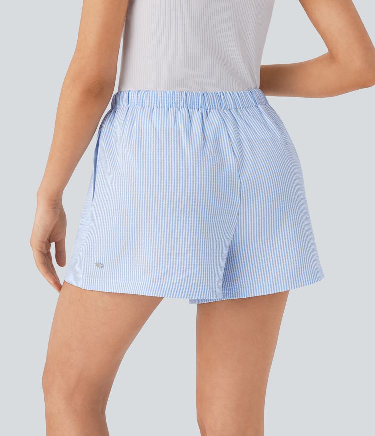 Mid Rise Decorative Button Side Pocket Lounge Shorts