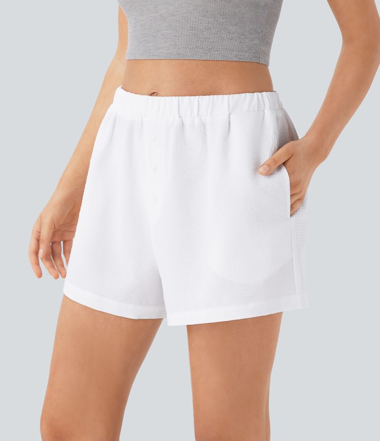 Mid Rise Decorative Pocket Lounge Shorts