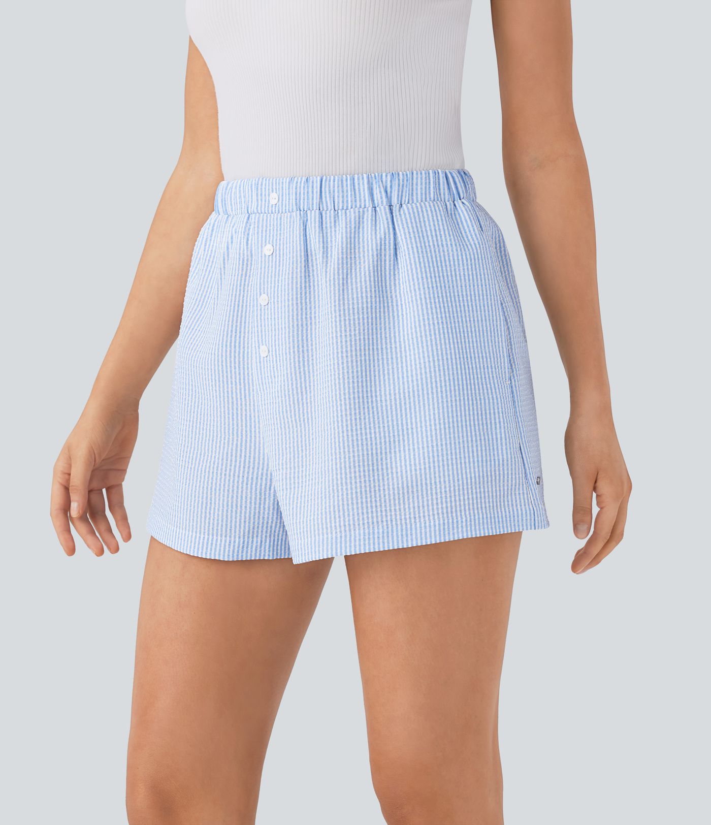 Mid Rise Decorative Button Side Pocket Lounge Shorts