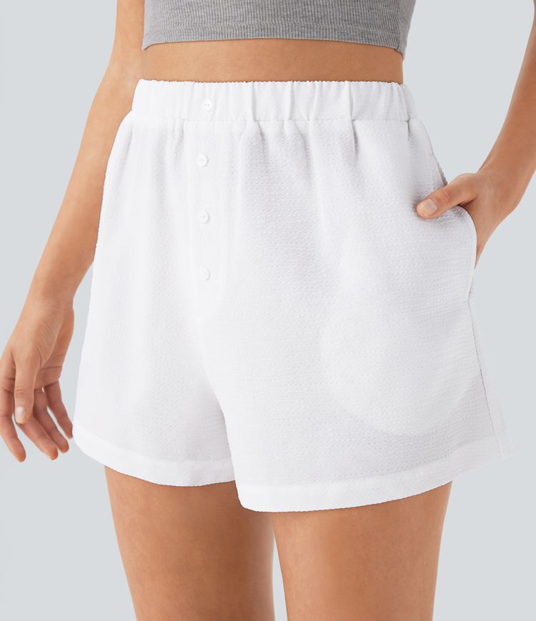 Mid Rise Decorative Pocket Lounge Shorts