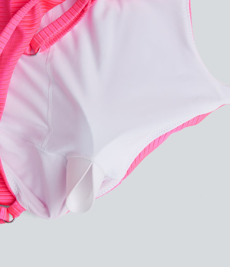 Ribbed Ring Cut Out One Piece Swimsuit