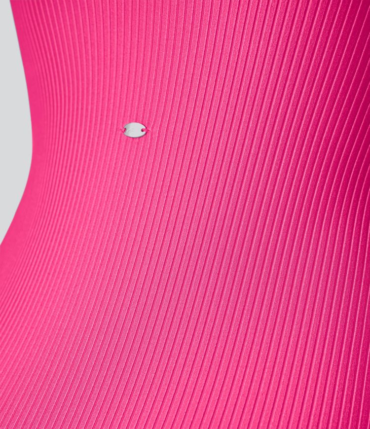 Ribbed Ring Cut Out One Piece Swimsuit