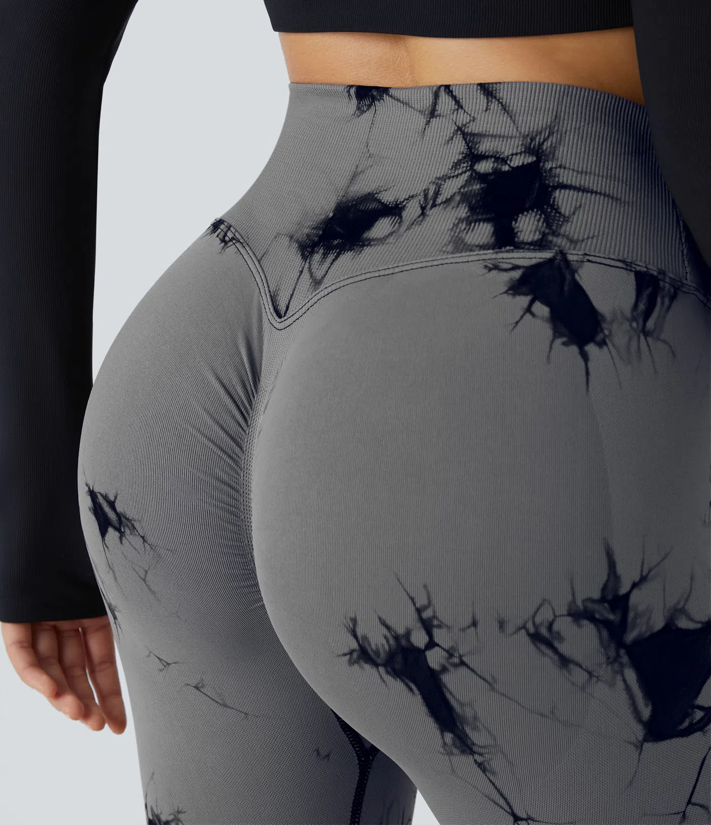 Seamless Flow High Waisted Crossover Ruched Tie Dye Yoga Leggings