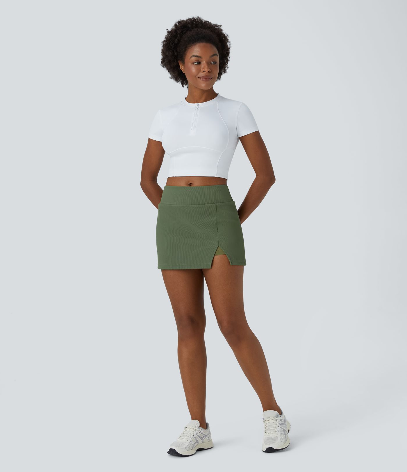 Mid Rise Split Hem 2-in-1 Skirt
