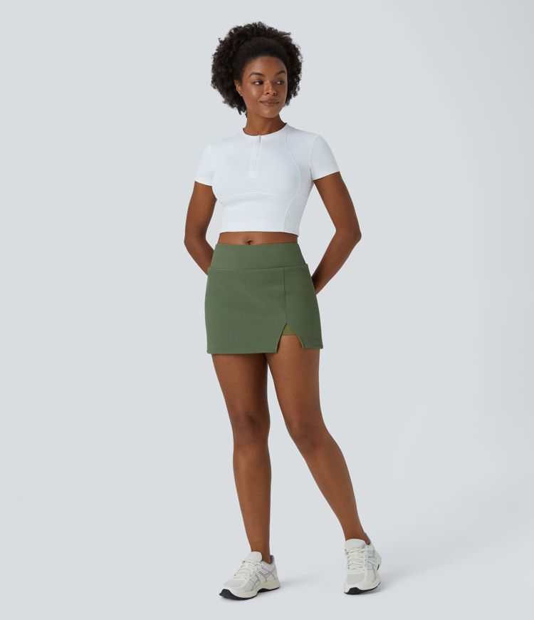 Mid Rise Split Hem 2-in-1 Skirt