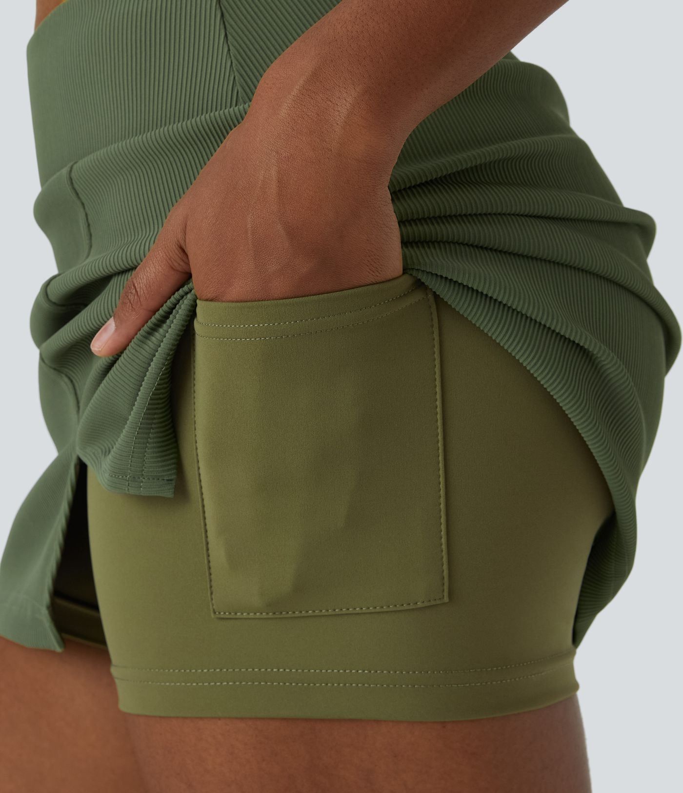 Mid Rise Split Hem 2-in-1 Skirt