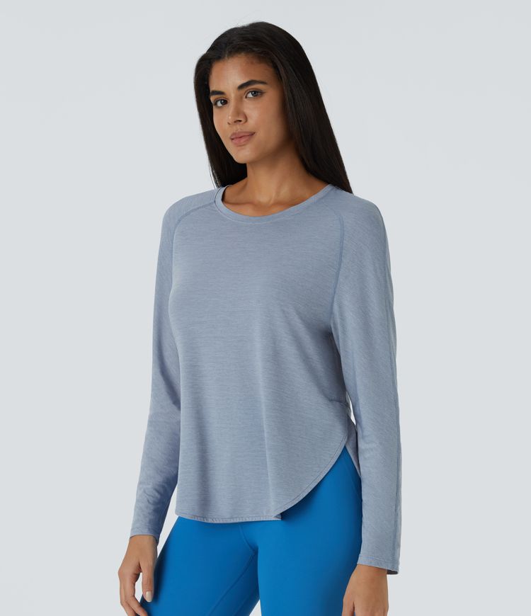 Long Sleeve High Low Curved Hem Sports Top