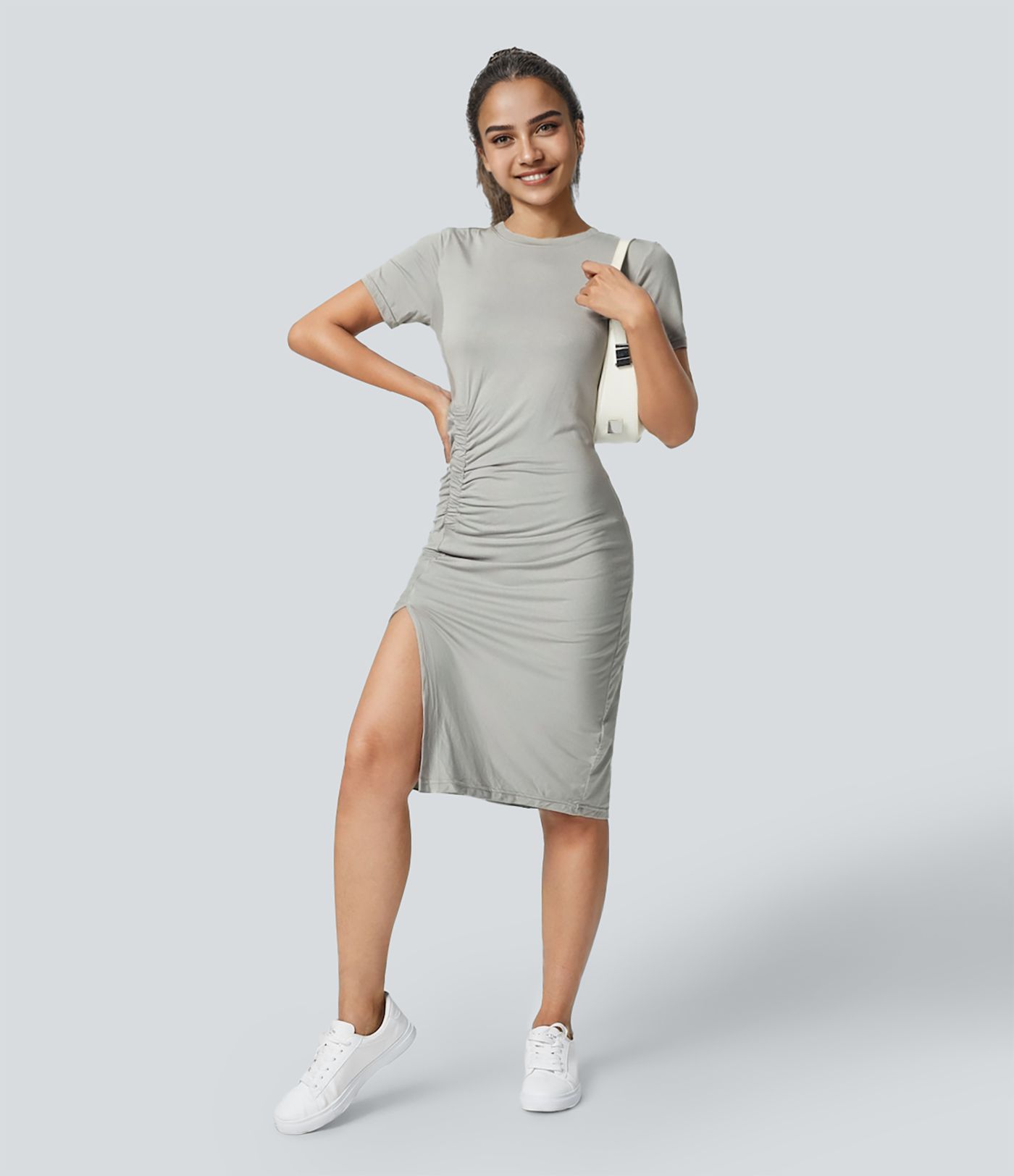 Everyday Vestido Midi con abertura y fruncido -Wonder