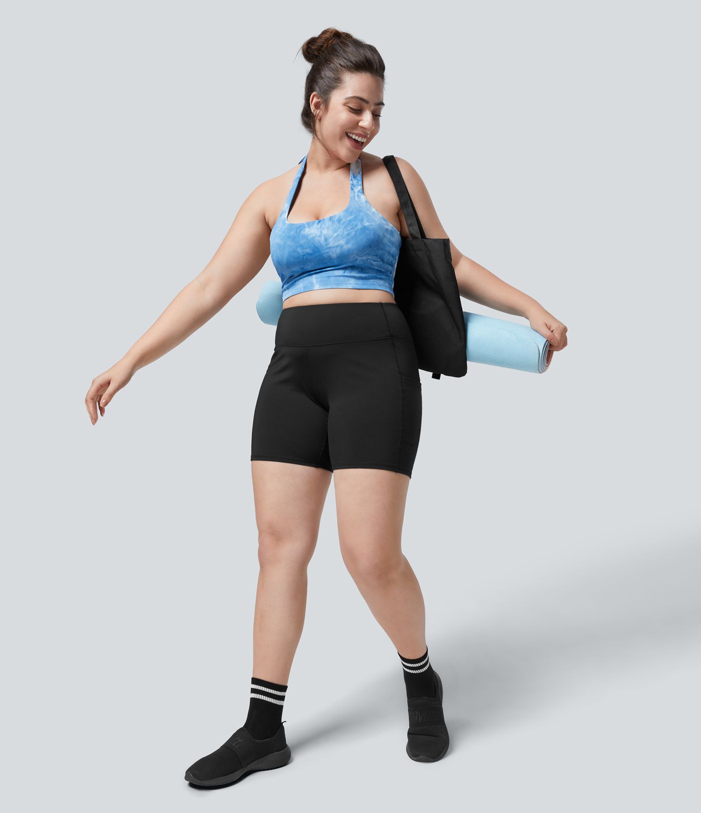 Háir mittismál Vasa Jóga Plús Stærð Hjólreiðarstuttbuxur 6"