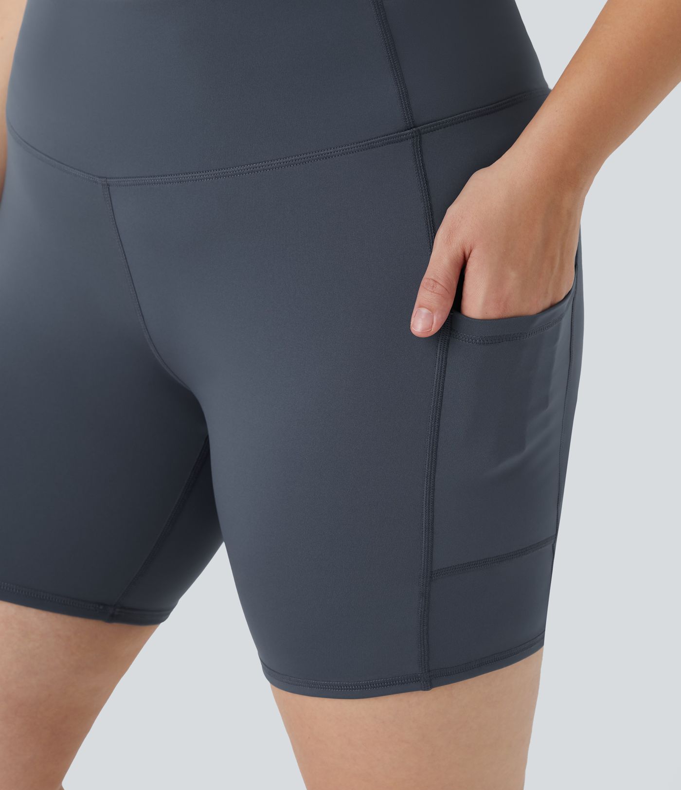 Pantalón corto yoga tiro alto bolsillo lateral talla grande 15cm