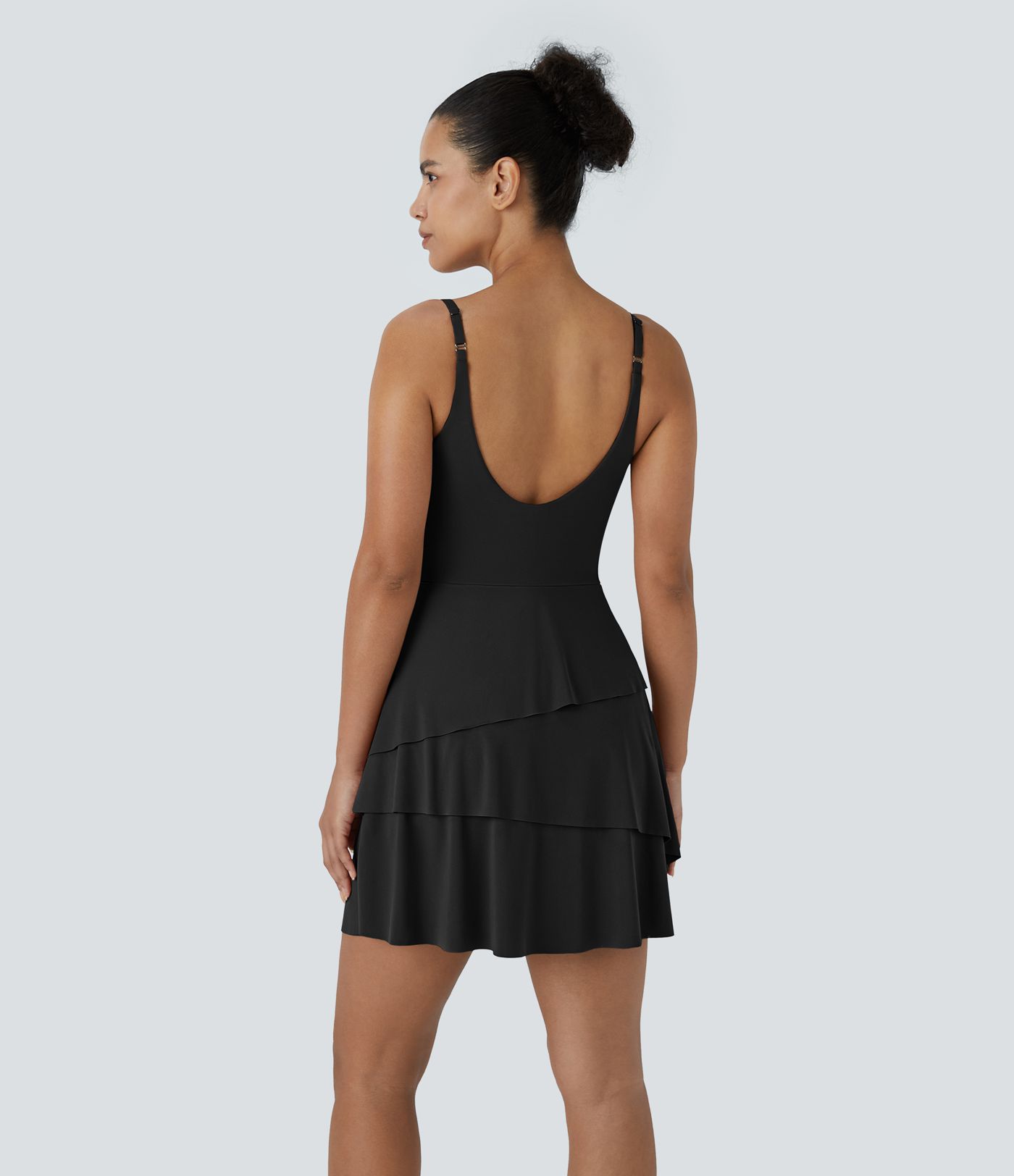 Softlyzero™ Airy Backless Tiered Ruffle 2-in-1 Pocket Cool Touch Mini Slip Dance Active Dress