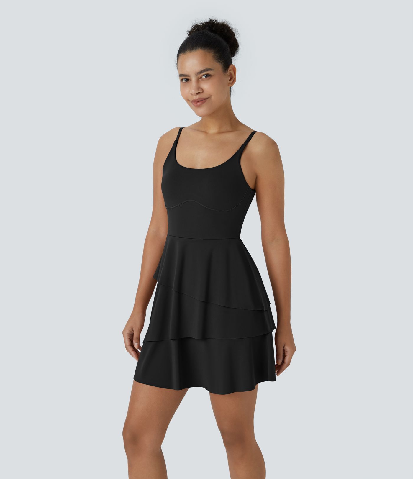 Softlyzero™ Airy Backless Tiered Ruffle 2-in-1 Pocket Cool Touch Mini Slip Dance Active Dress