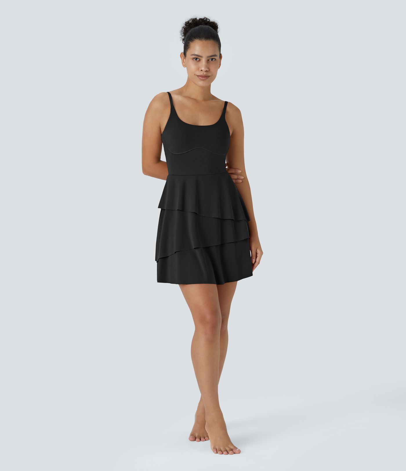 Softlyzero™ Airy Backless Tiered Ruffle 2-in-1 Pocket Cool Touch Mini Slip Dance Active Dress