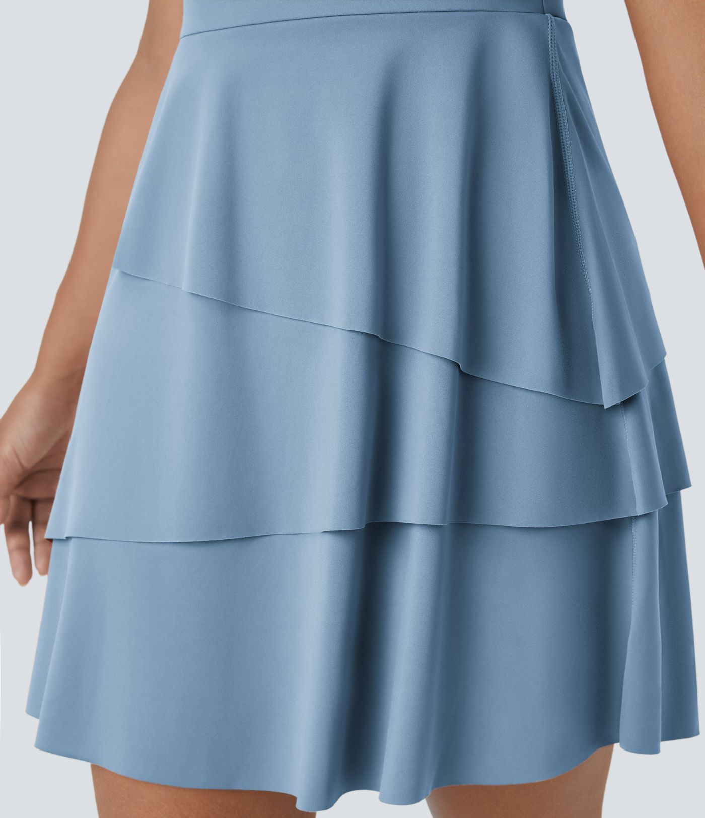 SoftlyZero™ Airy Tiered Ruffle 2-in-1 Pocket Cool Touch Mini Slip Dance Active Dress-UPF50+