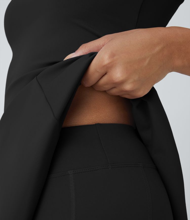 Square Neck Side Pocket 2-Piece Mini Flare Dress Set