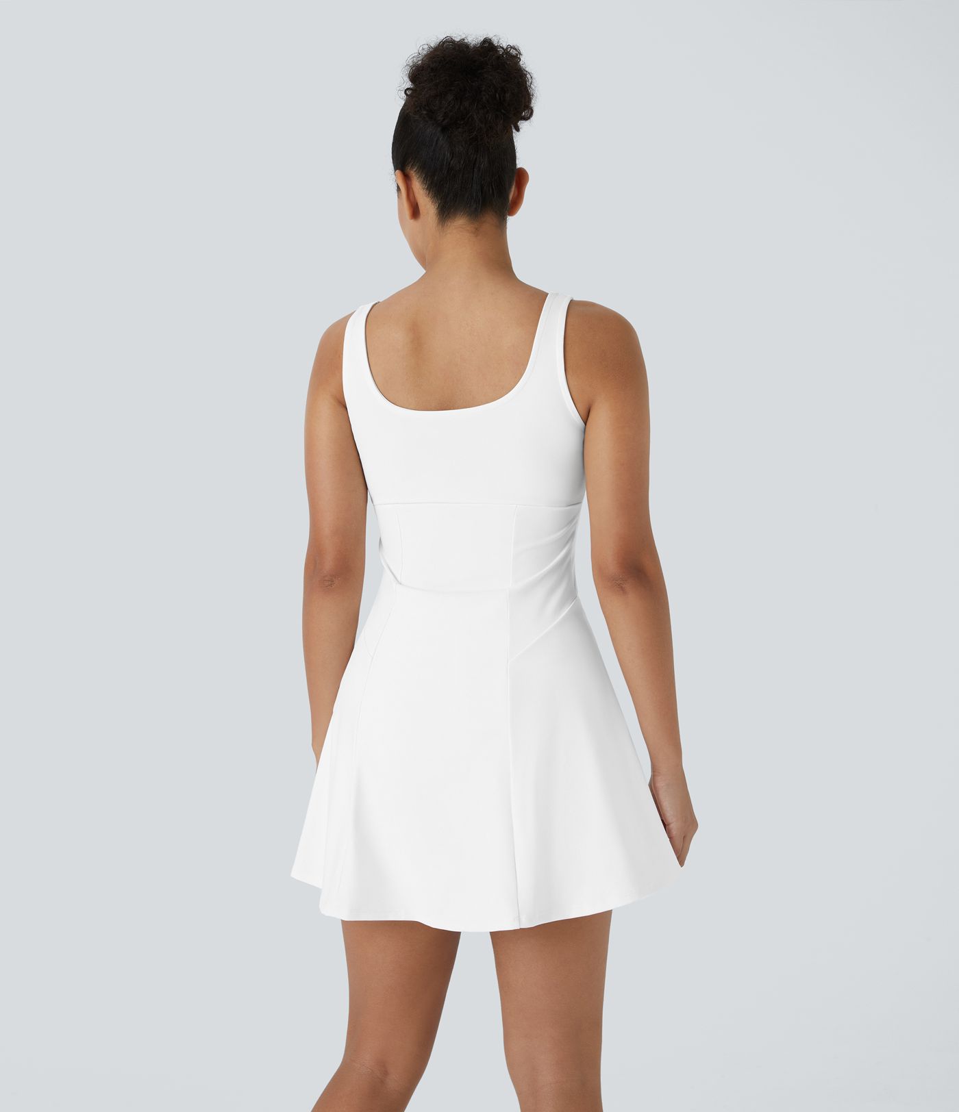 Square Neck Pocket 2-Piece Mini Flare Dress Set