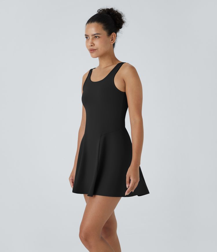 Square Neck Side Pocket 2-Piece Mini Flare Dress Set