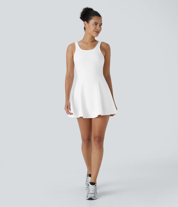 Square Neck Pocket 2-Piece Mini Flare Dress Set