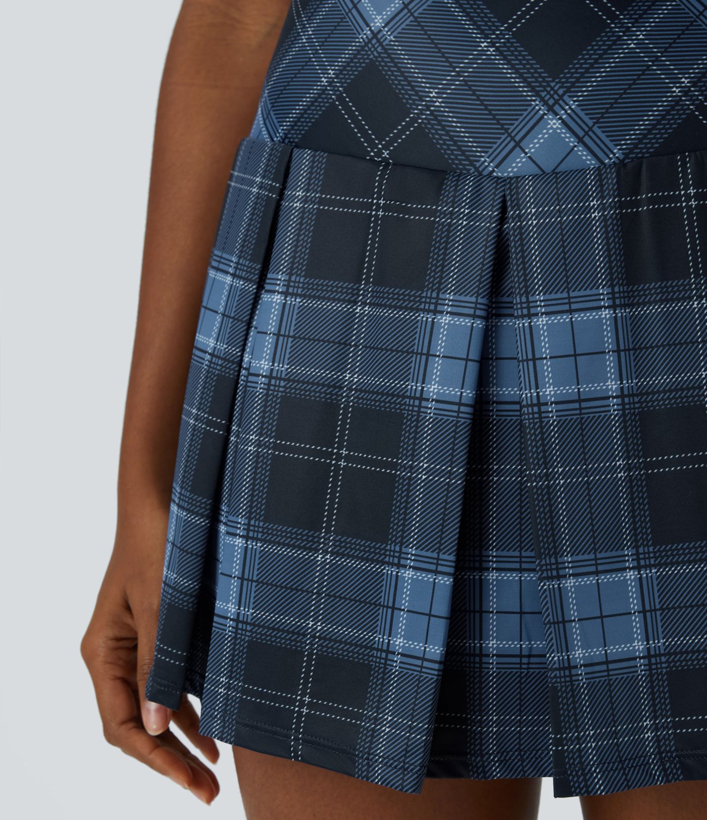 High Waisted Plaid 2-in-1 Side Pocket Pleated Tennis Skirt