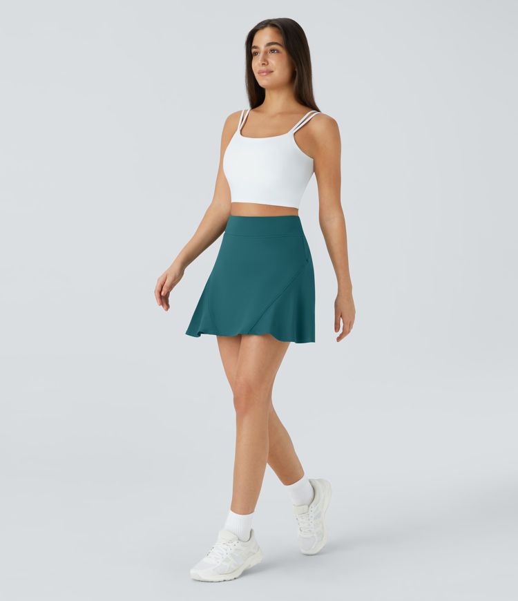 Solid Hidden Side Pocket 2-in-1 Tennis Skirt