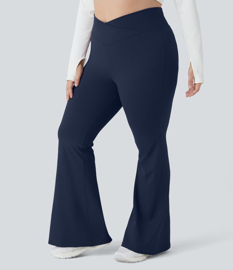 Crossover High Waisted Pocket Plus Size Leggings