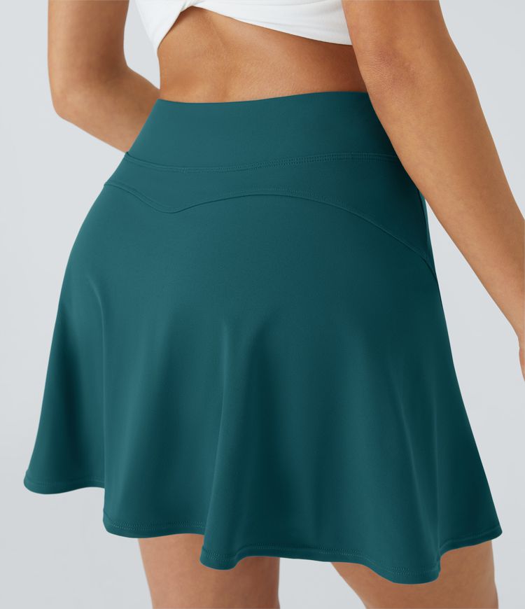 Solid Hidden Side Pocket 2-in-1 Tennis Skirt