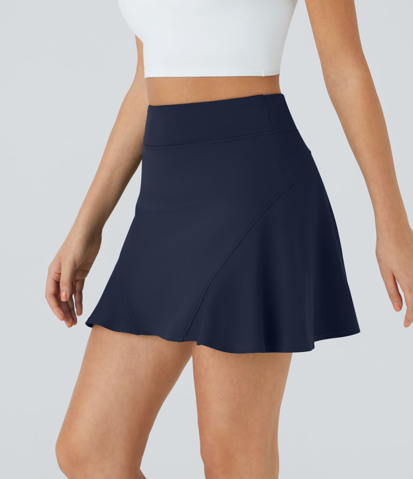 Solid color hidden side pocket 2-in-1 tennis skirt