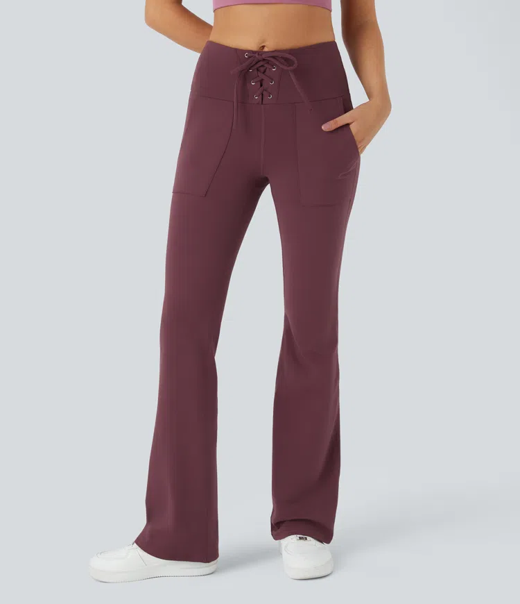 Softlyzero™ Plush High Waist Drawstring Deep Pocket Flare Leggings