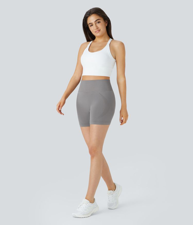 Seamless Flow High Waisted Running Biker Shorts